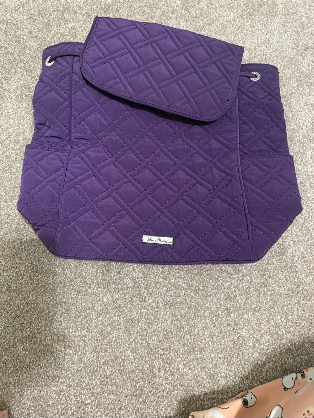 Vera Bradley Quilted Deep Purple Backpack Tote